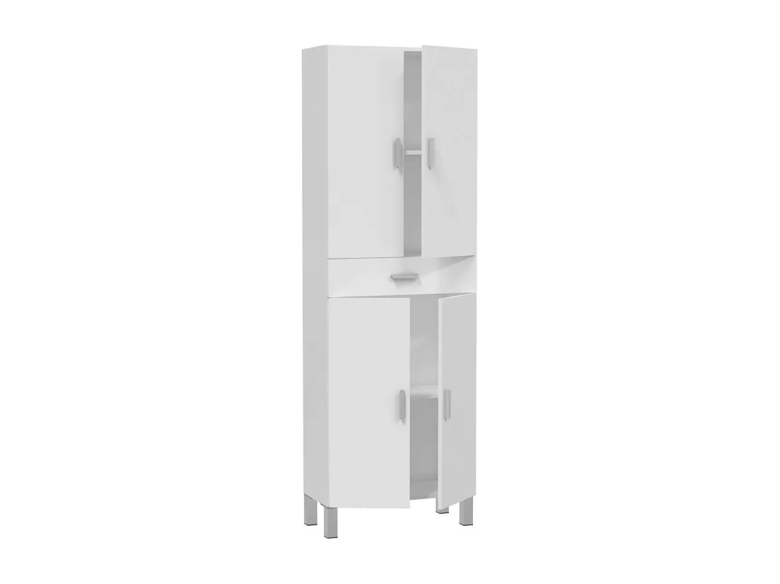 Colonne 4 portes et 1 tiroir blanc brillant L60 cm