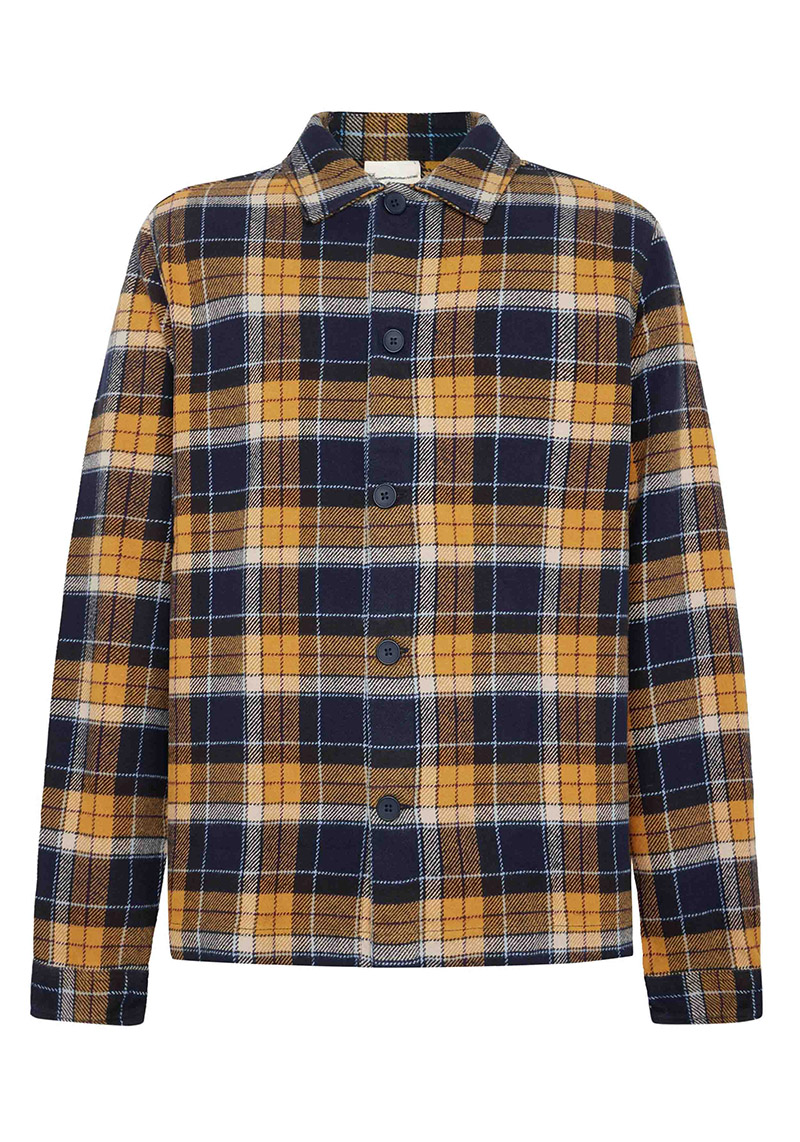 Knowledge Cotton Apparel Flannel-Overshirt Navy Check