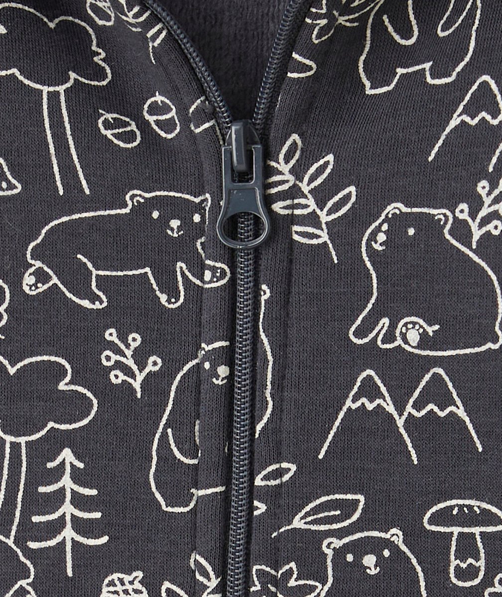 GILET ZIPPÉ BÉBÉ GARÇON EN FIBRES RECYCLÉES GRIS IMPRIMÉ OURS