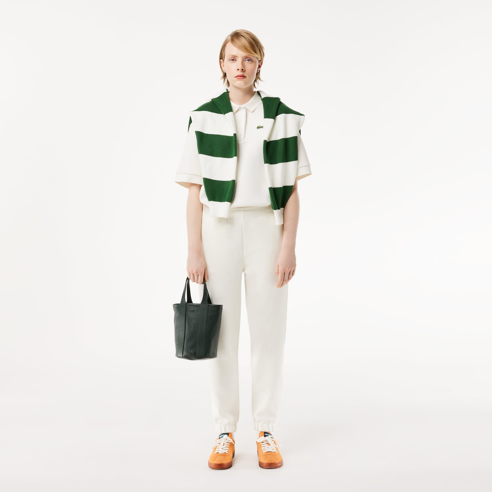 Pantalon de jogging Jogger en coton mélangé uni Pantalons de survêtement - Blanc - Lacoste - Femme