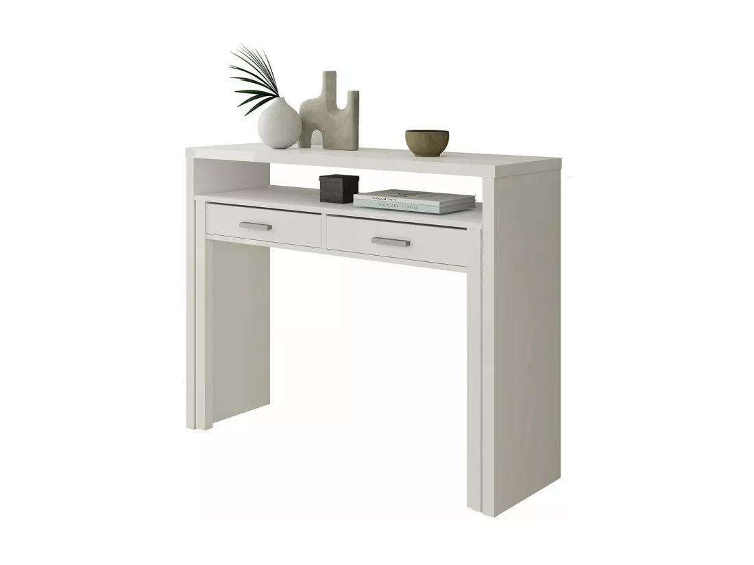 Bureau console extensible 2 tiroirs Consola - L100 cm