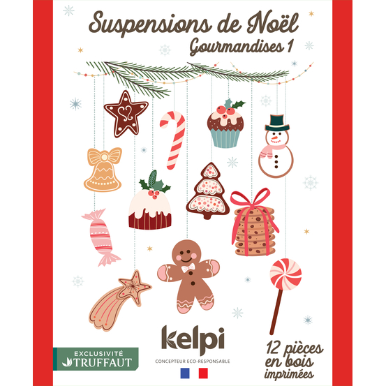 Suspension en bois DIY thème Noël gourmand 1 H.6,5 cm - x12