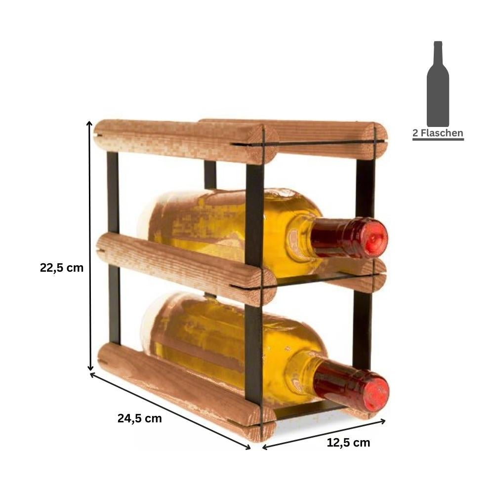 PROREGAL Modulair Wijnrek Vinotega Mod Metaal HxBxD 22,5 x 12,5 x 24,5 cm 1 x 2 Flessen Massief grenenhout Bruin Geolied