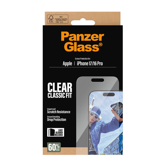 CARE by PanzerGlass Displayschutzglas »Classic Fit Screen Protector« für Apple iPhone 17;Apple iPhone 16 Pro Displayschutzfolie, Schutzfolie, Bildschirmschutz, kratz- & stossfest