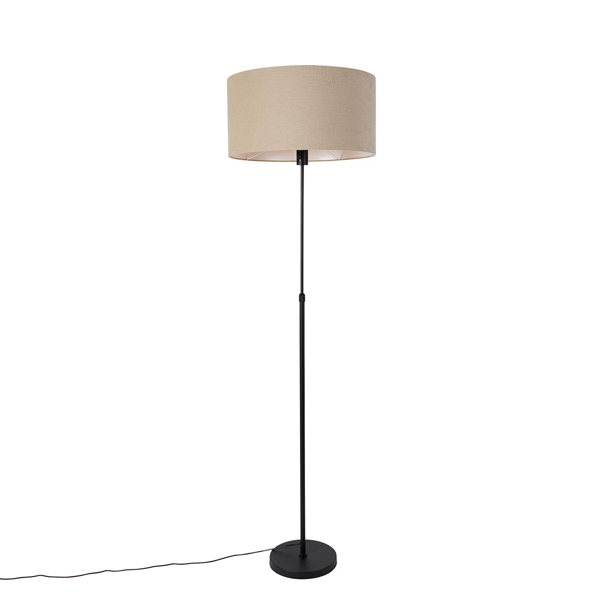 Vloerlamp zwart verstelbaar met kap lichtbruin 50 cm - Parte