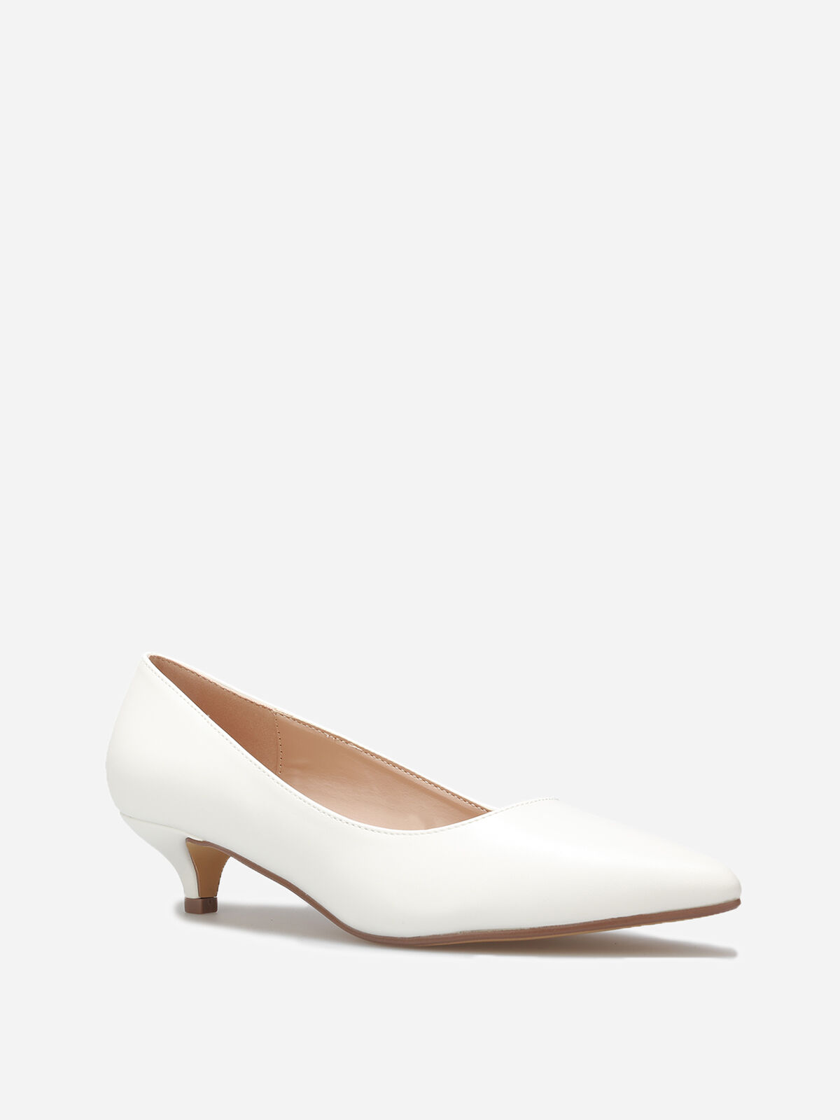 Escarpins pointus kitten heel- Blanc