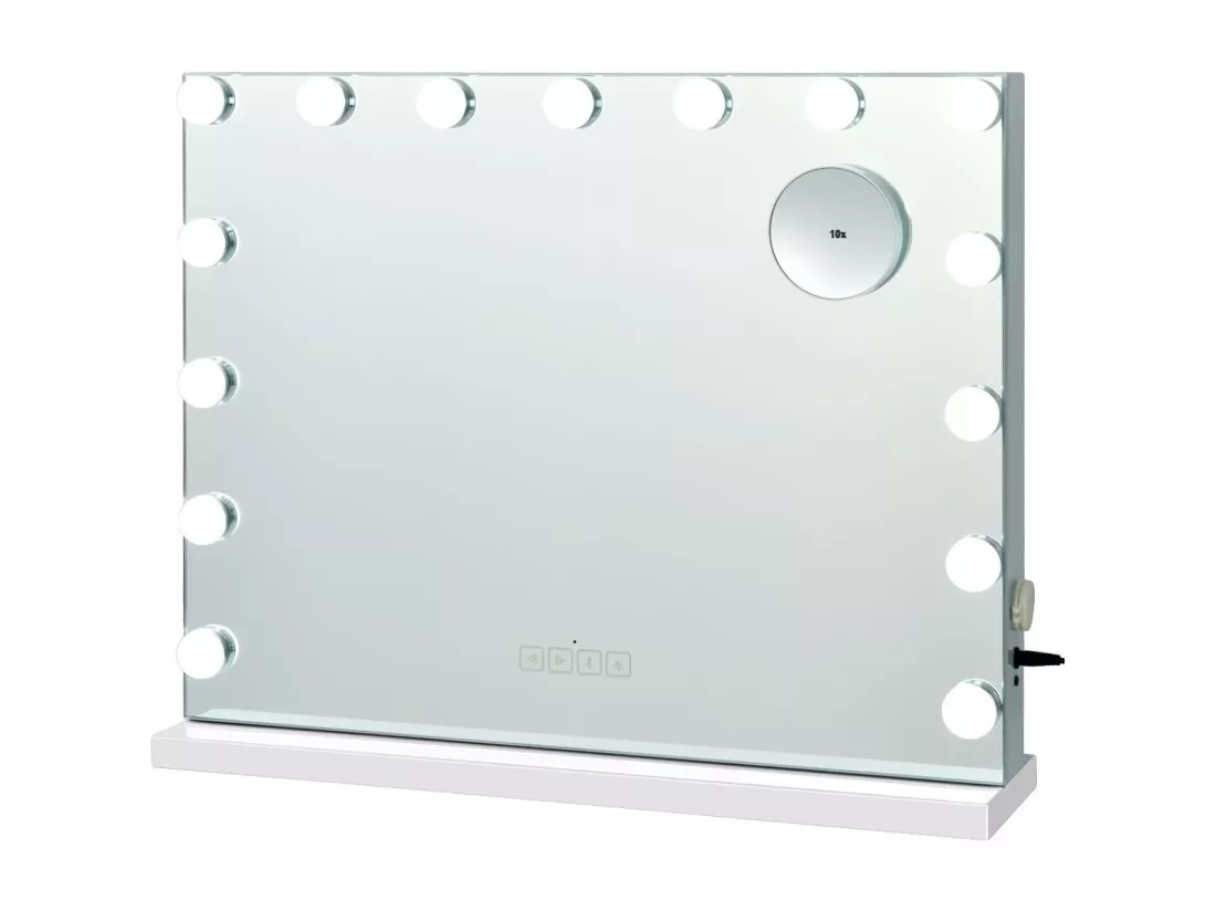 Miroir hollywood bluetooth avec lumières,15 ampoules led, écran tactile, 58 x 46 cm