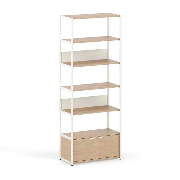 TipToe - Unit Regalsystem, H 215 x 84 cm, inkl. 1 Tür, Eiche / cream white