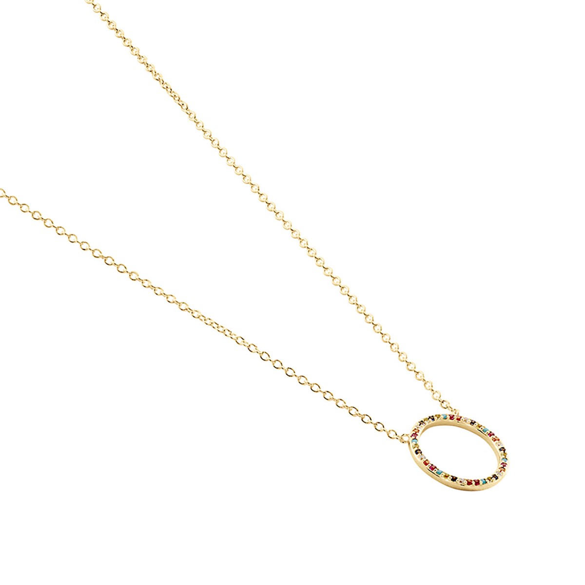 Collier Agatha argent doré cercle multicolore