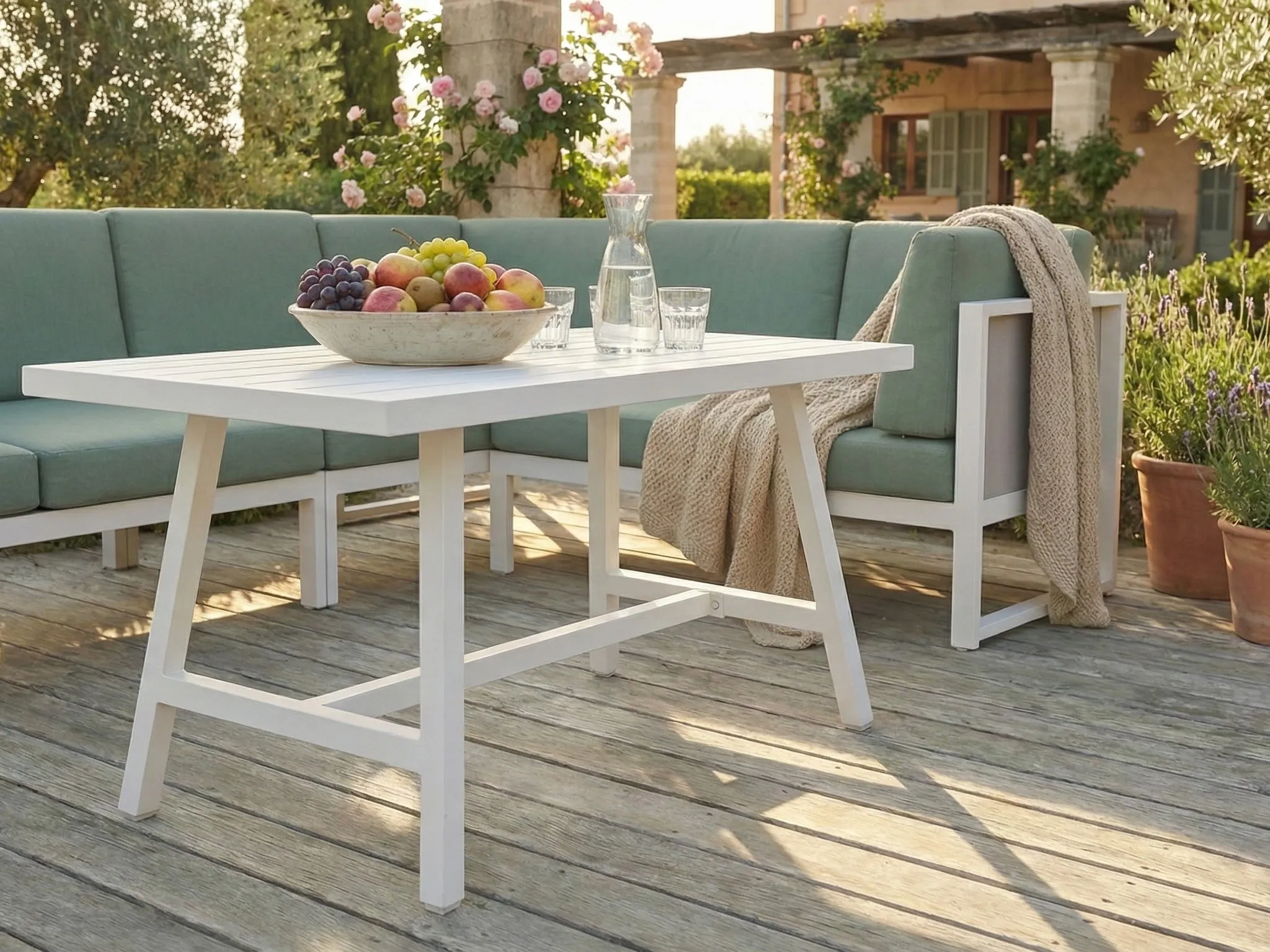 Tuin hoekloungeset met tafel 6-zits CASTELLA/FRATTE linkszijdig Metaal Groen