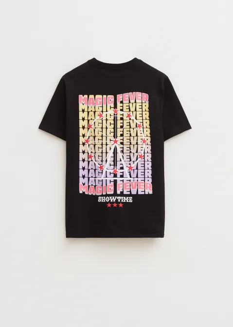 T-shirt met print magic fever zwart (ZWART)