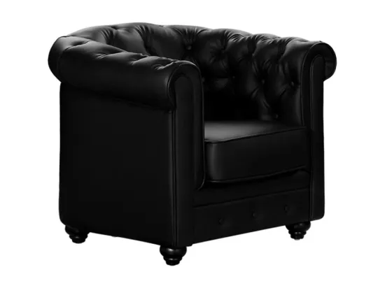 Lot de 2 Fauteuils CHESTERFIELD - Simili Noir