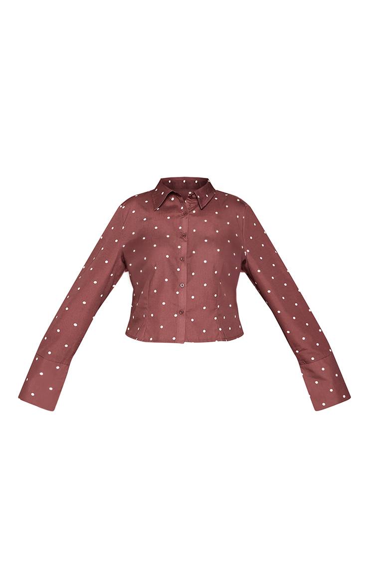 Chocolat Ensemble Coordonné Chemise À Pois Grande Taille