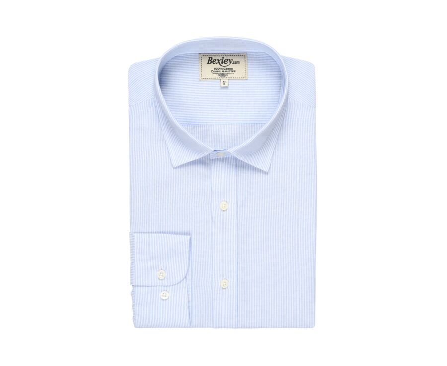 Chemise coton et lin rayée bleu et blanc - CLÉBERT