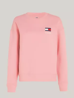 Moletom boxy com gola redonda e estampa de bandeira
