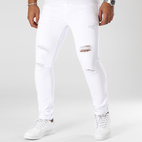 Jean Slim Fit Avec Destroy 0252 Blanc