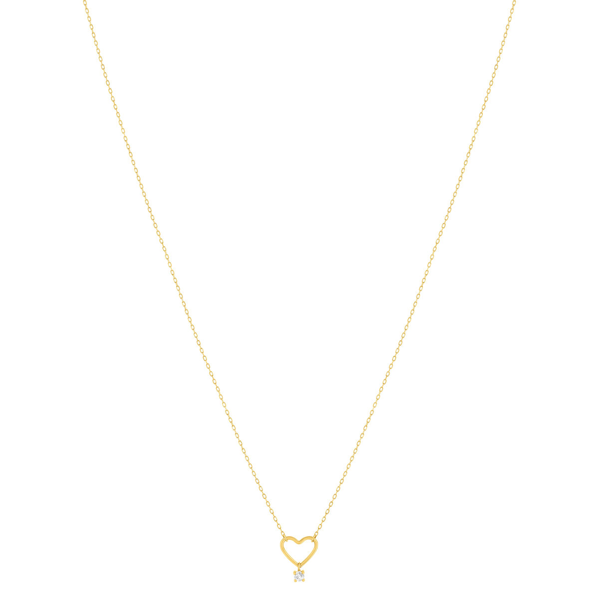 Collier or 375 jaune coeur zirconia 45 cm