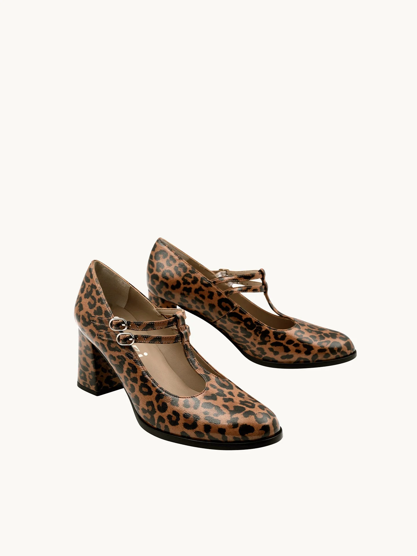 REY LEOPARD - Babies salomés léopard à talon en cuir verni | Multicolore