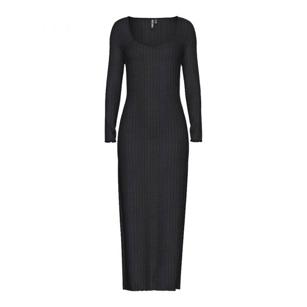 Pieces Vestido Longo De Manga Comprida Iris Black XS