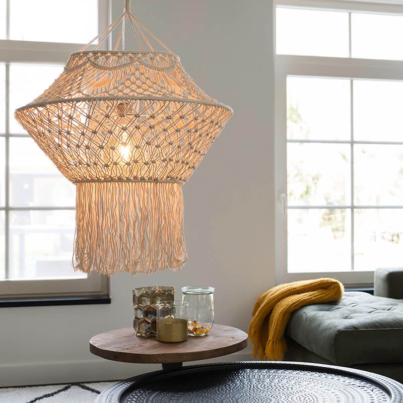 Landelijke hanglamp macramé 90 cm - Macra