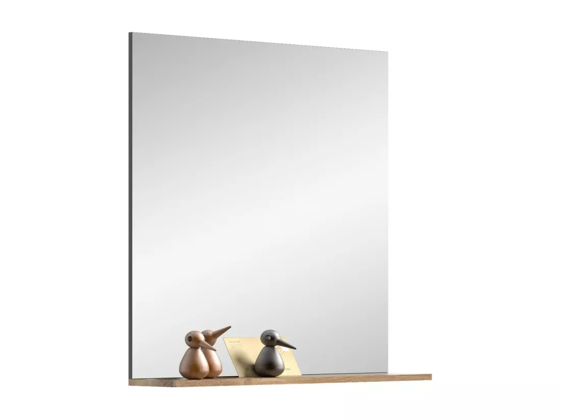 Miroir avec étagère – Gris anthracite et chêne clair – SELMA