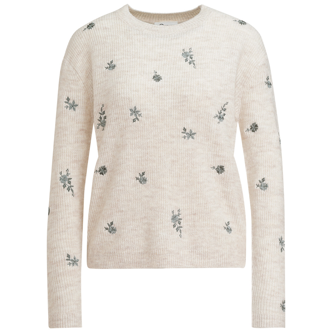 Gina Damen Strickpullover mit Stickerei creme