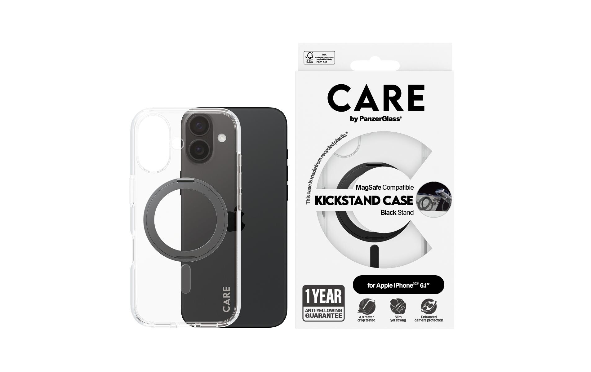 Back Cover Feature Kickstand iPhone 16 SchwarzSchutzhülle für das Apple iPhone 16