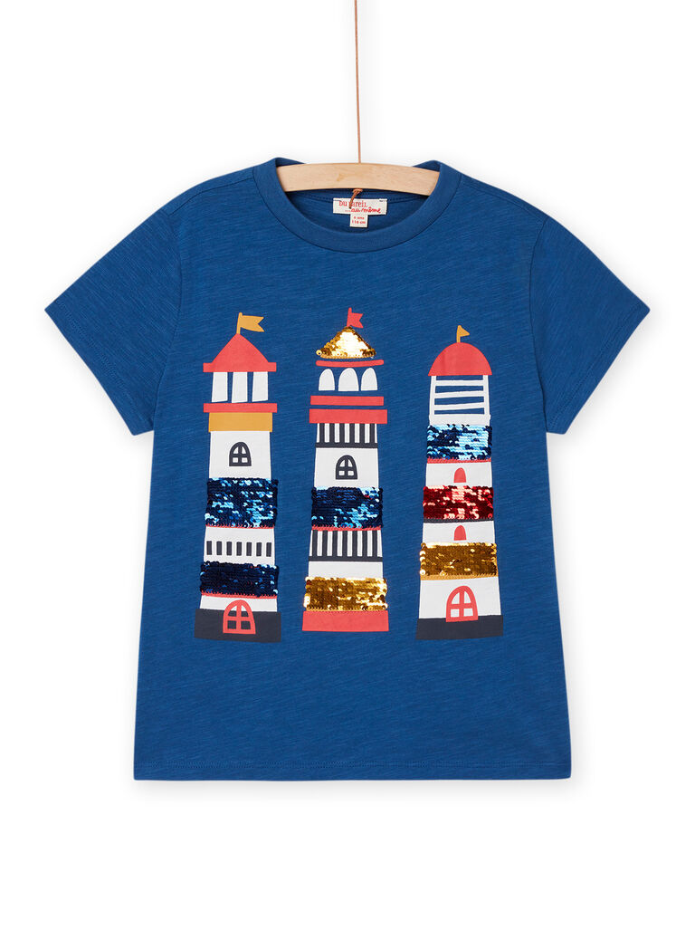 T-shirt bleu à animation phares