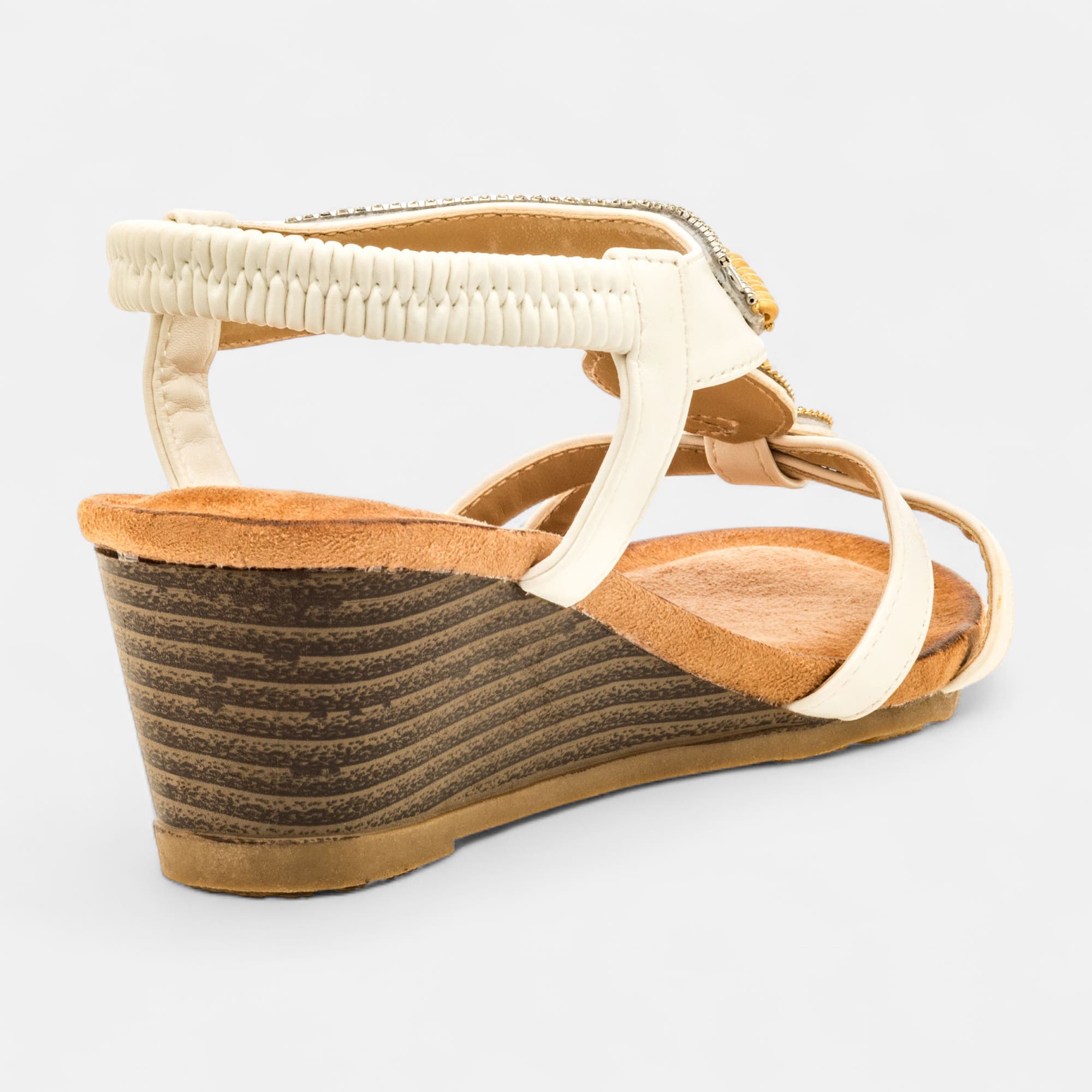 Nu-pieds à talon compensé Femme blanc