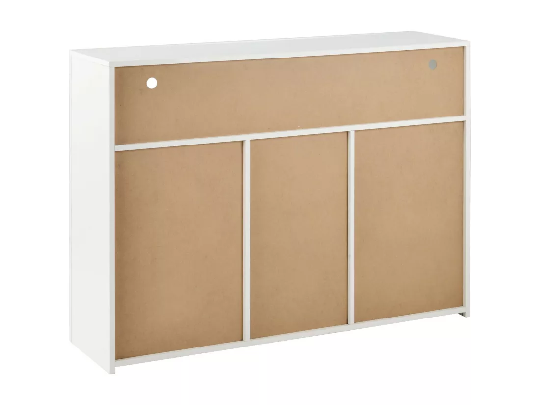 Buffet 3 portes et 1 niche - Panneau de particule - avec 16 couleurs LED et télécommande - Blanc