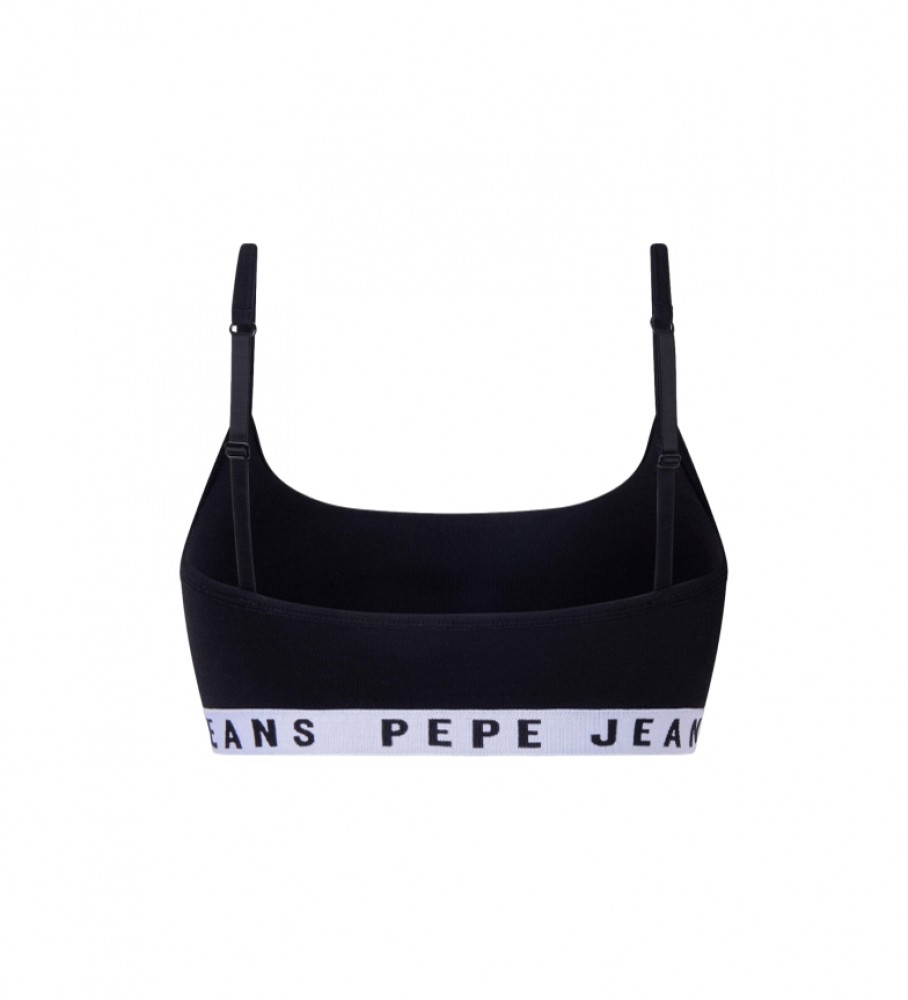Sutiã esportivo Pepe Jeans, algodão preto