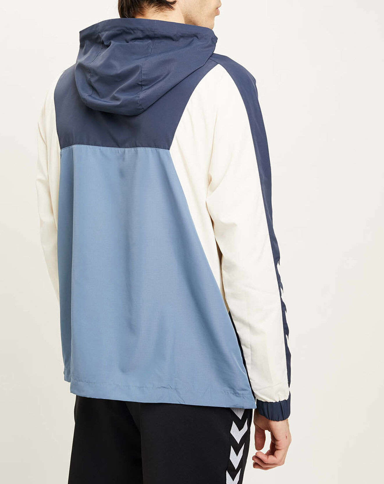 Hummel Blouson fin coupe-vent à enfiler demi zip bleu/blanc
