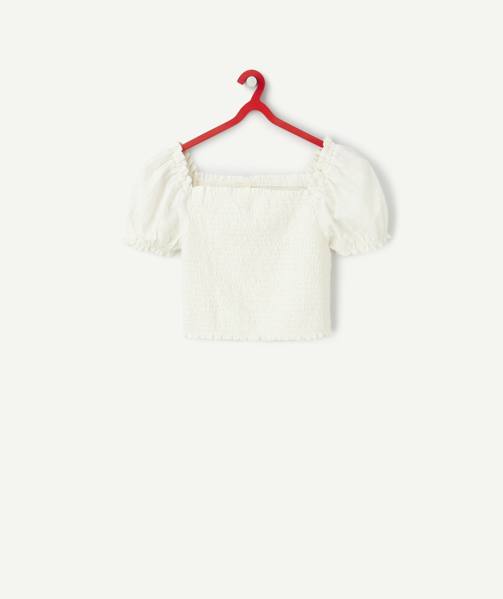TOP MANCHES BOUFFANTES FILLE AVEC BRODERIES FLEURS