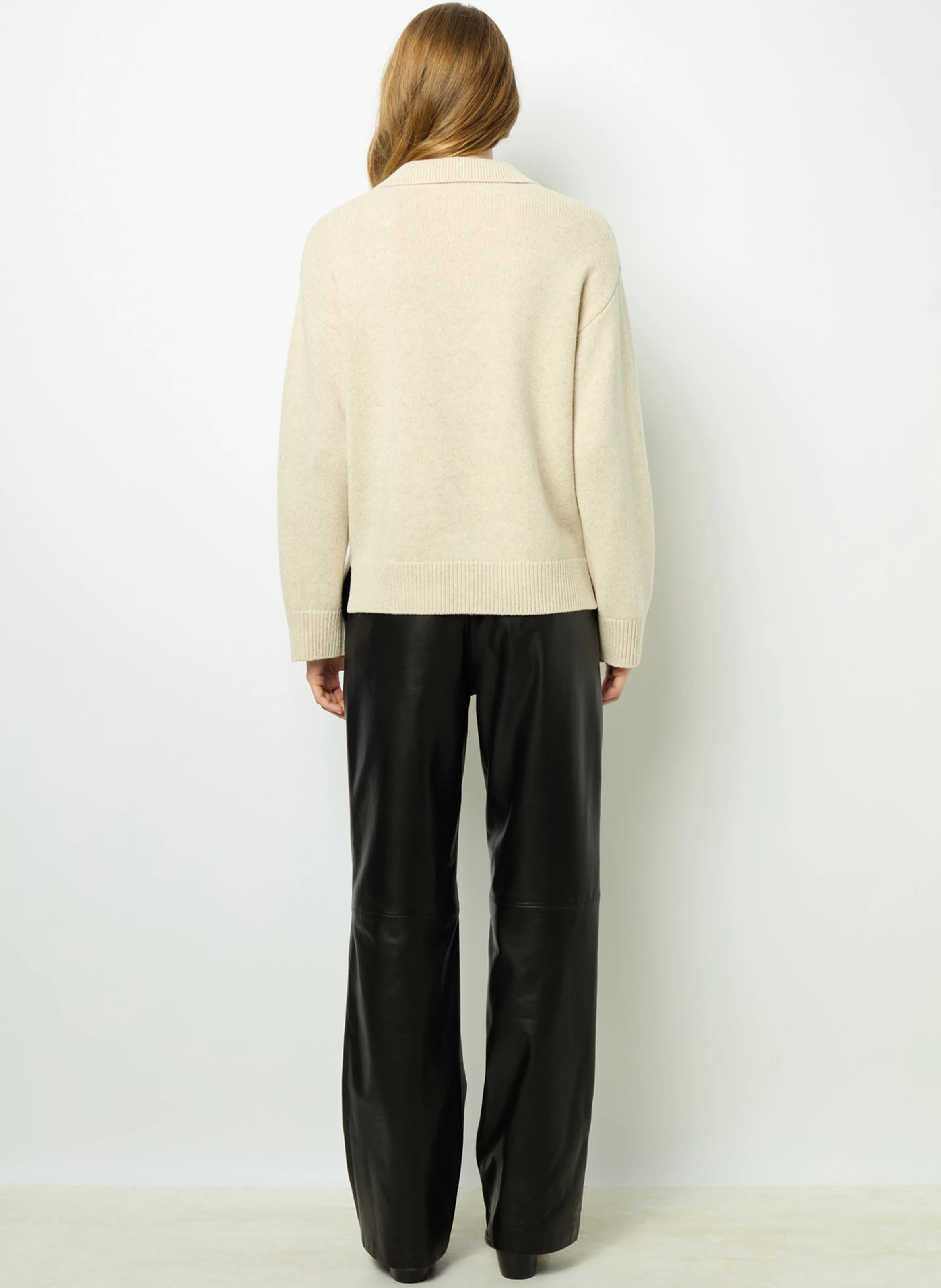 JANA - Pull col classique en laine | Beige