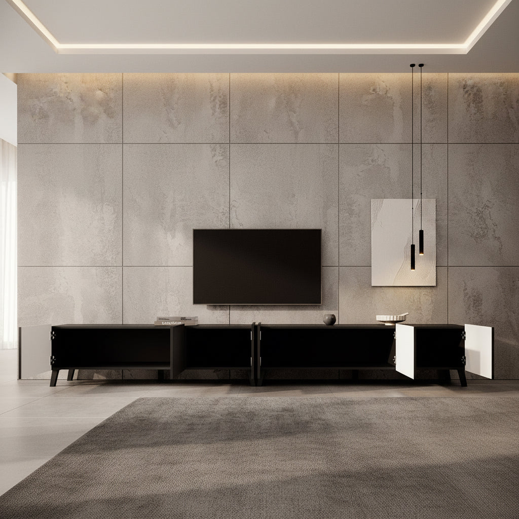 Pepinos 2 - TV-Meubel - Mat zwart - 300x42x44 cm