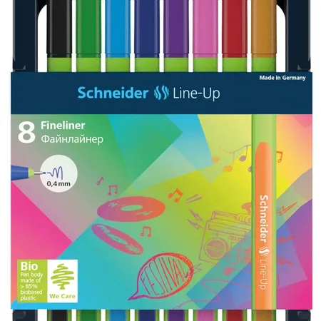 Schneider Fineliner Line-Up, 04 mm, Stiftebox 8 Stück