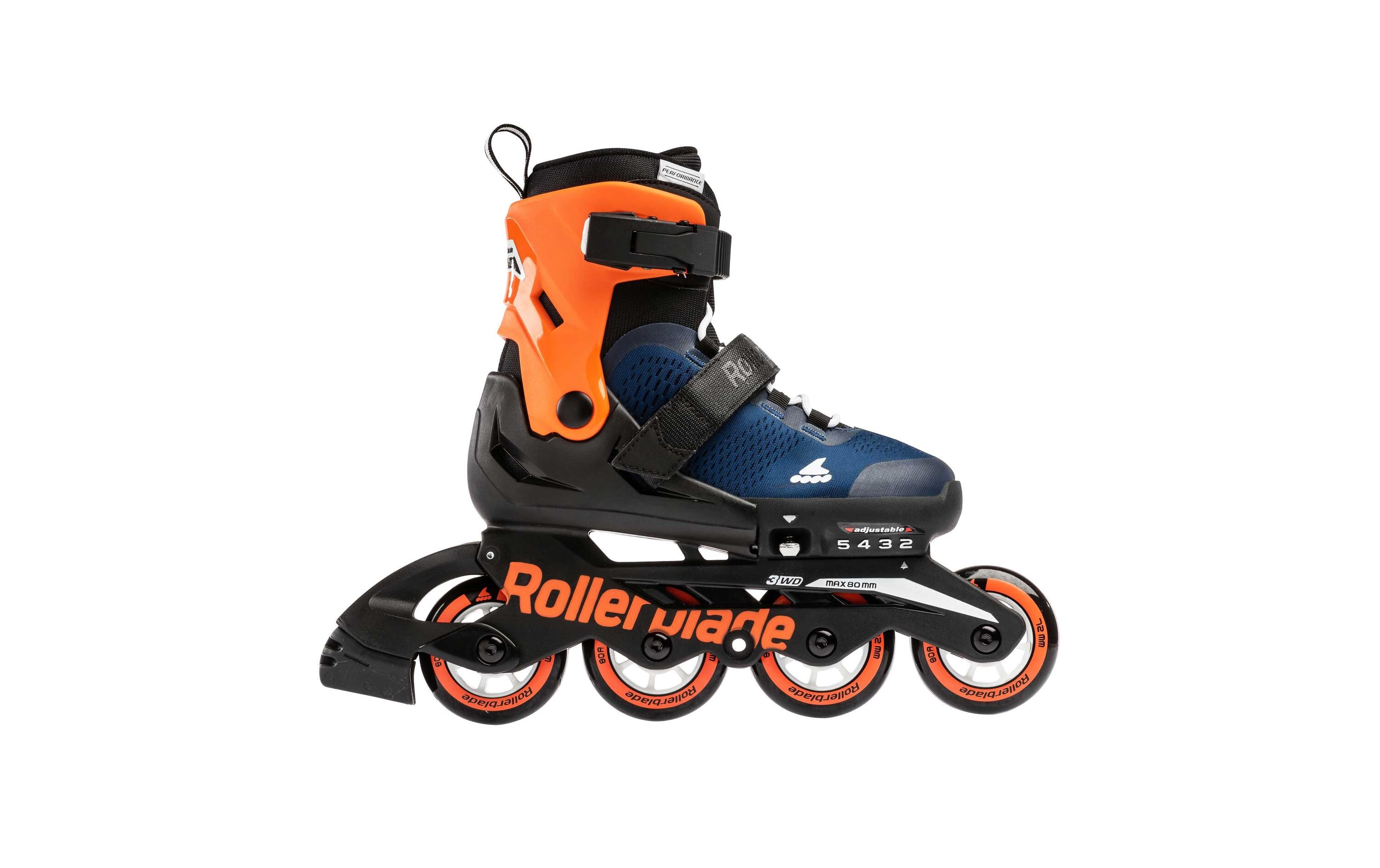 Inline-Skates Microblade 210 Midnight Blue/Warm OrangeVerstellbare Inline-Skates für Kinder