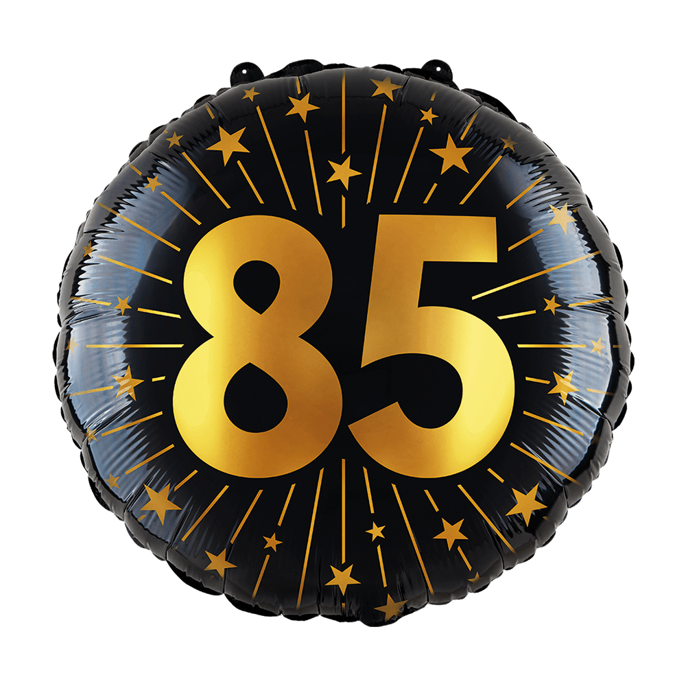 85 Jaar Helium Ballon Zwart Goud Leeg 45cm