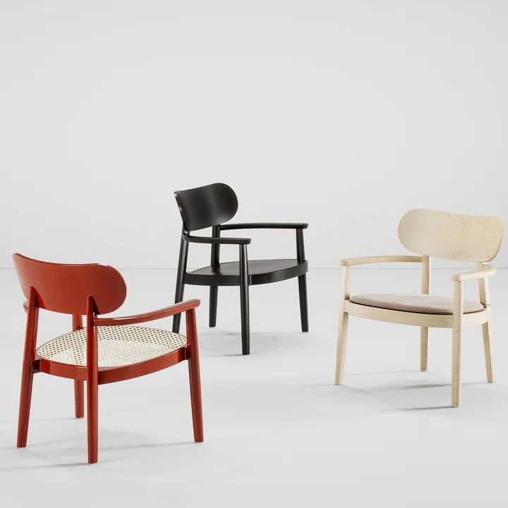 Thonet - 119 F Lounge Stuhl, Buche schwarz gebeizt / Rohrgeflecht mit Kunststoffstützgewebe
