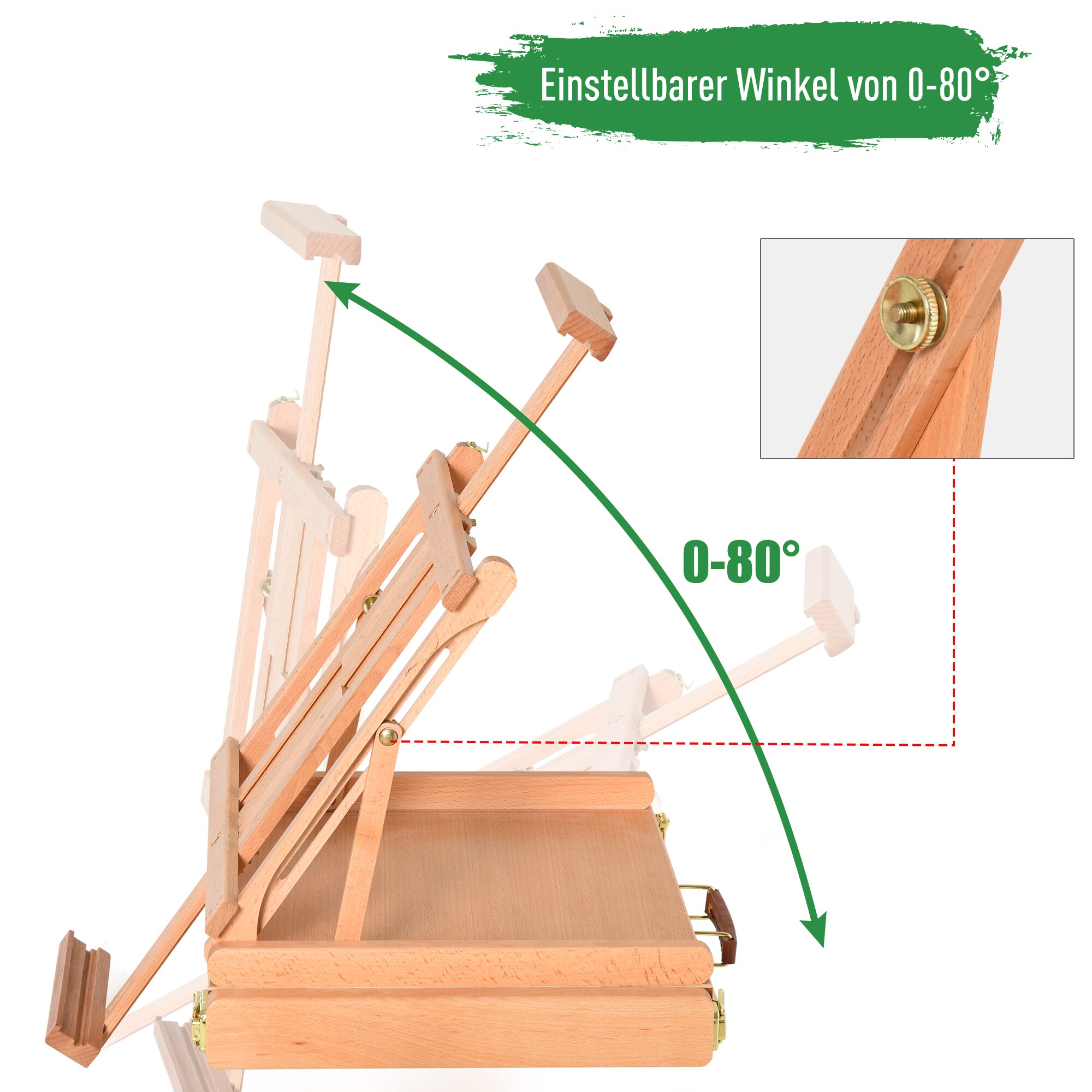 Vinsetto Staffelei mit verstellbaren Winkeln natur 42 x 36 x 12,5-69,9 cm (BxTxH)