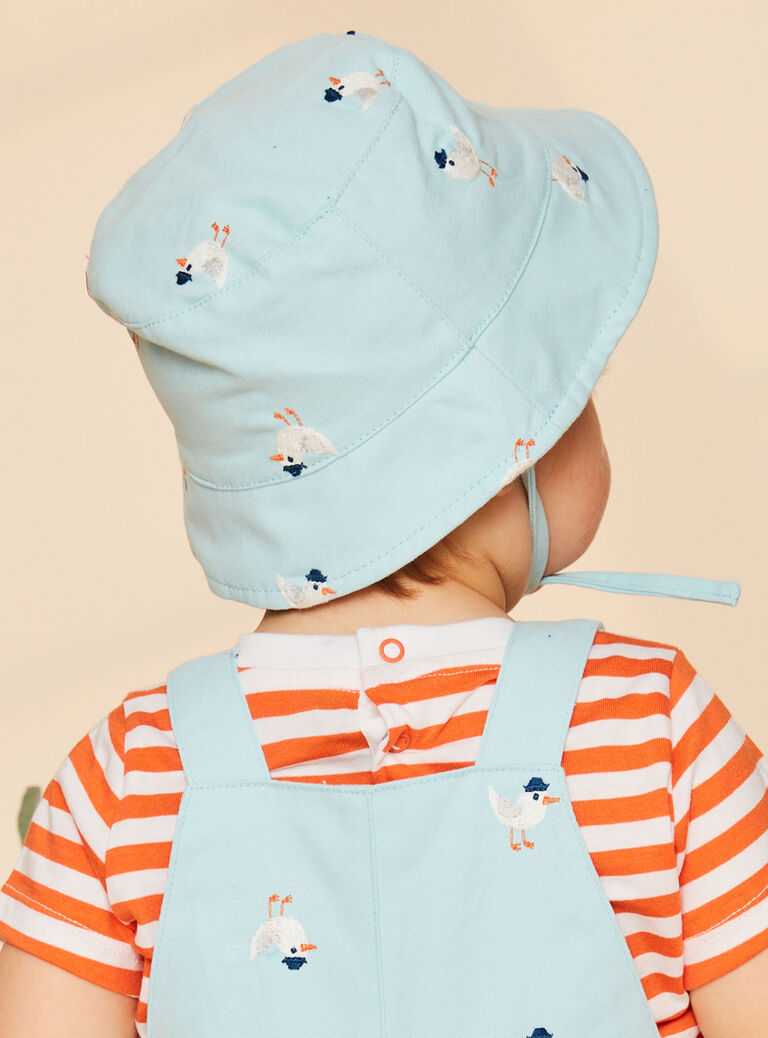 Bob bleu ciel en twill à imprimé oiseau