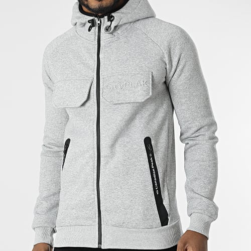Sweat Zippé Capuche Gortion Gris Chiné