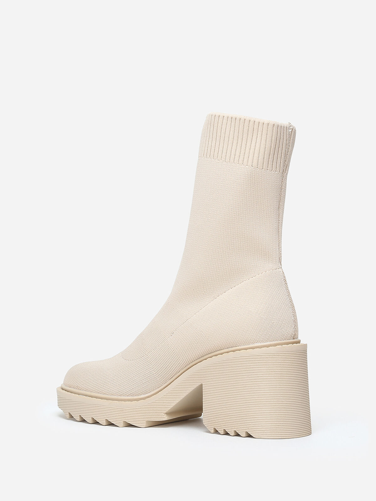 Bottines en maille à semelle crantée- Beige