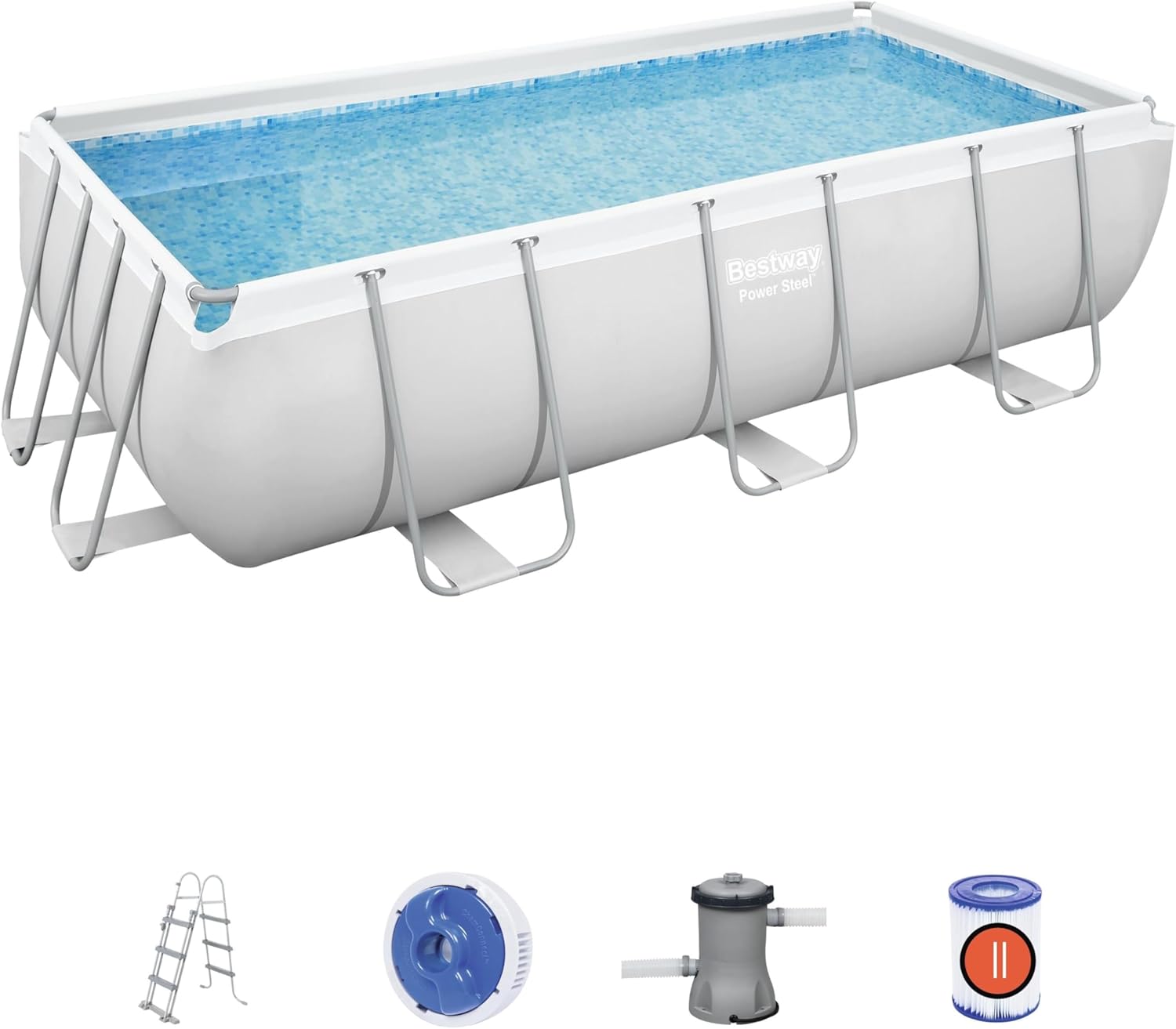 Piscine Hors Sol 404 x 201 x 100 cm BESTWAY Rectangulaire Power Steel™ Piscine Tubulaire