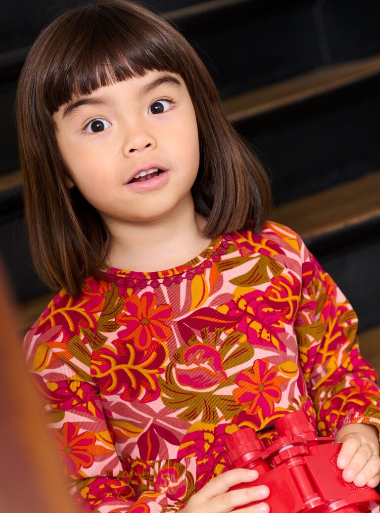 Robe rose à imprimé fleuri