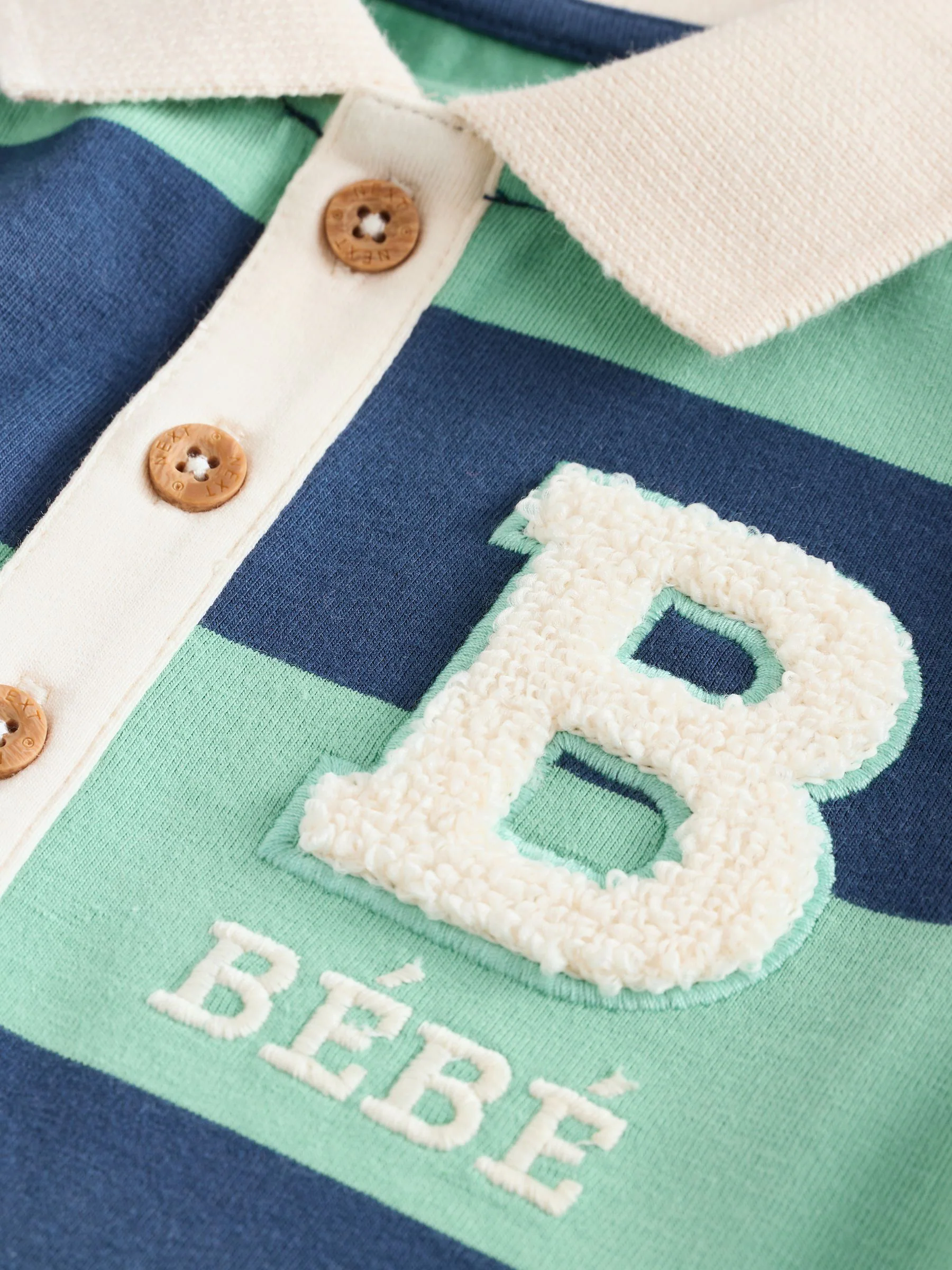 Blauw/groen gestreept - Set van 2 jersey babyrompers met kraag
