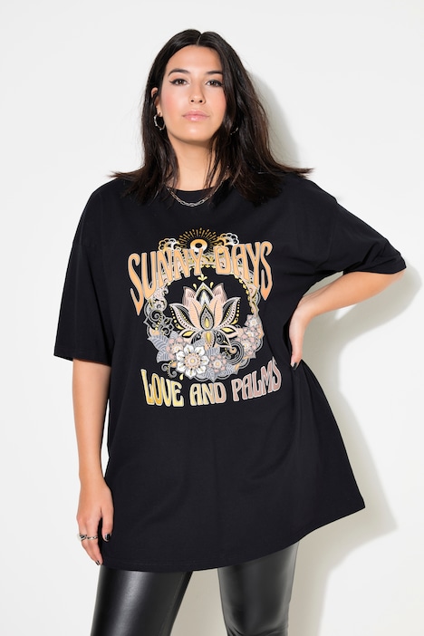 T-Shirt, oversized, Print mit Stickerei