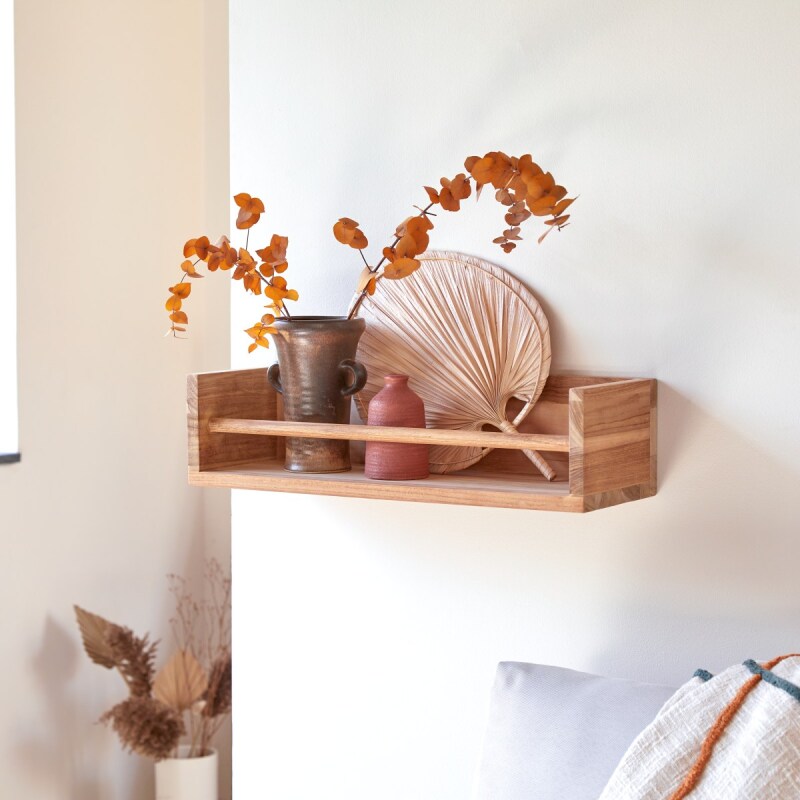 Etagère murale en bois de teck Ugo H 15 x L 60 x P 20 cm