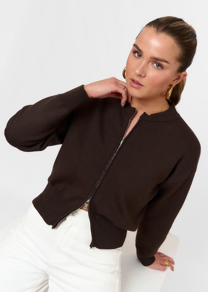 Suus vest choco bruin