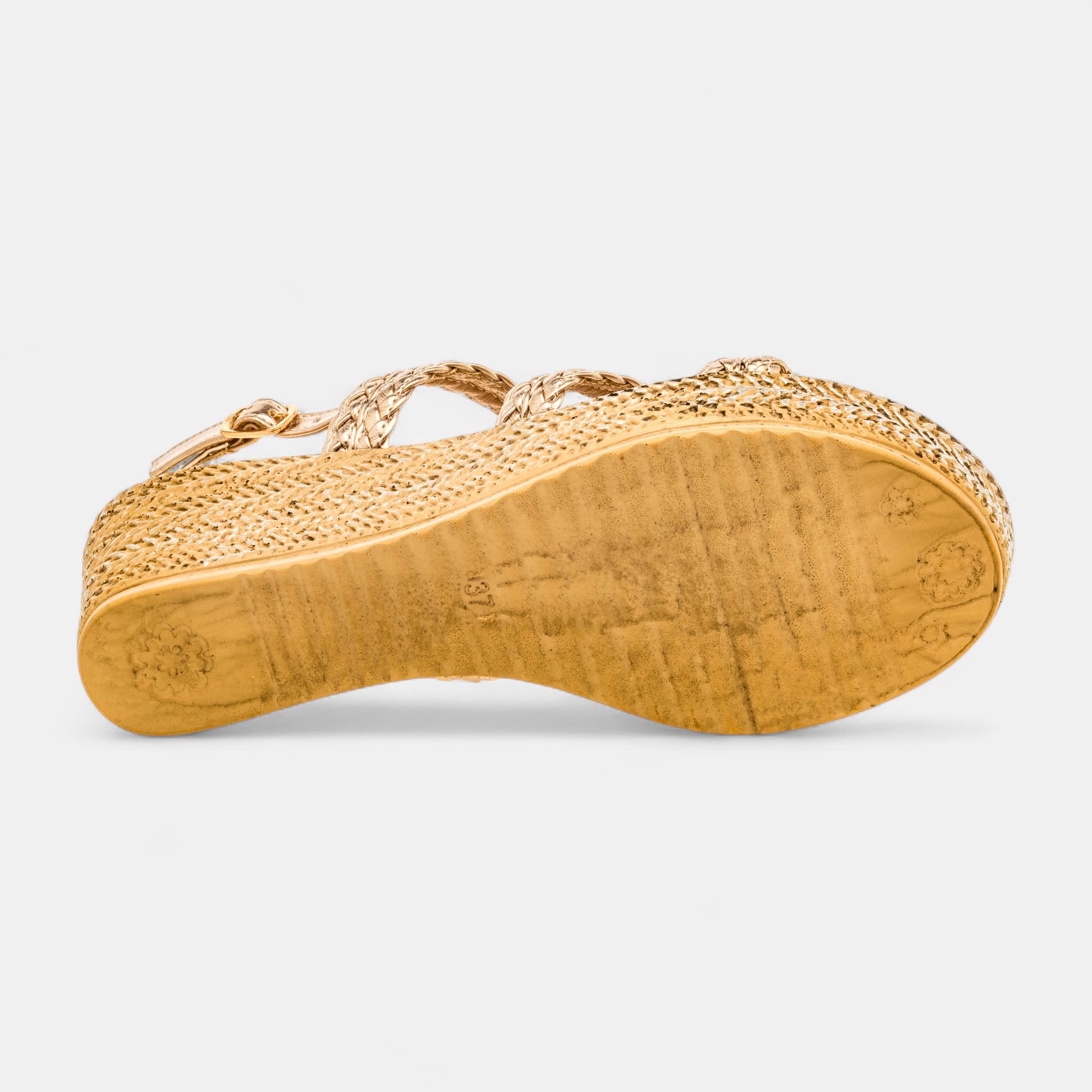 Nu-pieds à talon compensé Femme or